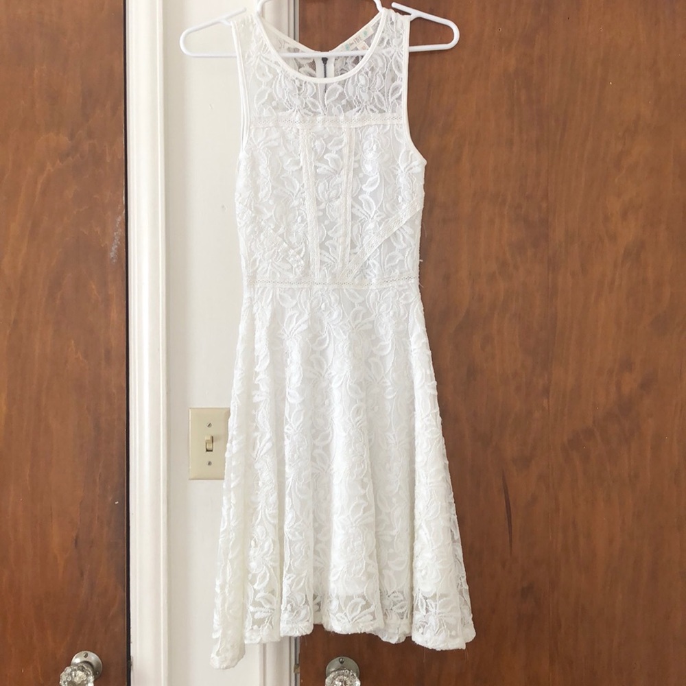 White lace fit and flare dress